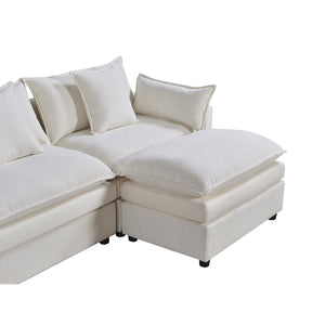 English Elm 142.52"Modern Chenille U-Shaped Sectional Sofa with Convertible Chaise, Solid Wood Frame, Plush Foam Seating and Ottomans for Spacious Living W1036S00058