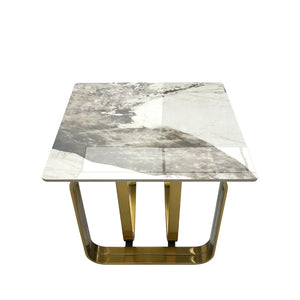 English Elm Rectangular End Table With Stylish Sintered Stone Top & Gold Metal Frame For Chic Living Spaces W2978S00017-GIGA