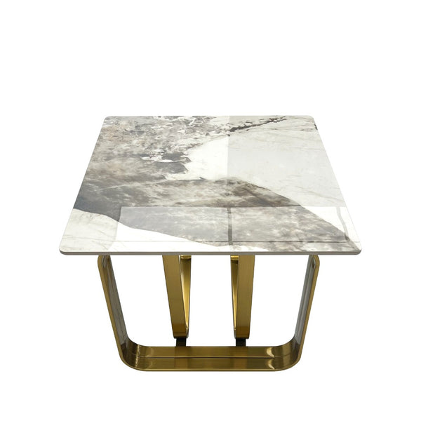 English Elm Rectangular End Table With Stylish Sintered Stone Top & Gold Metal Frame For Chic Living Spaces W2978S00017-GIGA