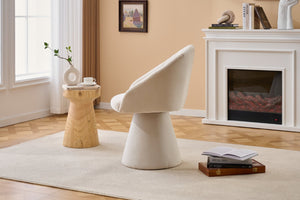 English Elm 068-chenille Swivel Accent Armchair Sculptural Curved Back Upholstered Living Room Seat Beige W527P438692