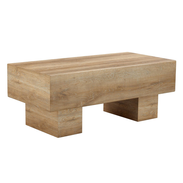 English Elm Modern Light Wood Texture MDF Coffee Table 43.3"x21.6"x17.2" — Spacious Top, Sturdy Legs, Easy Clean Finish W1151P295247