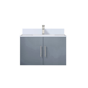 English Elm Dark Grey 30 in Bath Vanity with White Quartz Top, Soft-Close Storage & Chrome Faucet Set Deluxe B2731P258574