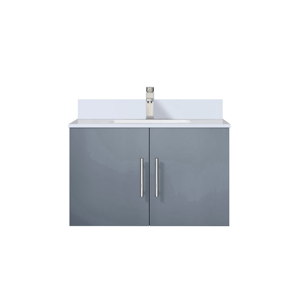 English Elm Dark Grey 30 in Bath Vanity with White Quartz Top, Soft-Close Storage & Chrome Faucet Set Deluxe B2731P258574