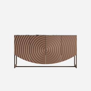 English Elm Unique Wave Relief Sideboard Buffet with Marble Top Four Door Living Dining Storage W2263P375694