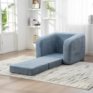 English Elm 40" Chenille Cloud Floor Chair Convertible Sleeper Sofa Lounge for Dorm Apartment Bedroom Light Blue W3118P388897
