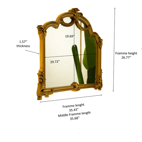 English Elm 35'' VITI Mirror Baroque Revival with Ornate Gold PU Frame, Backlit LED, Elegant Bathroom Accent W2615P346494