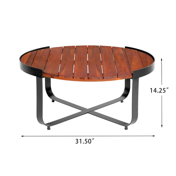 English Elm Christopher Knight Home® - ISAAC Mahogany Acacia Coffee Table with Powder-Coated Metal Frame, Modern Industrial Outdoor Chic N776P288481K
