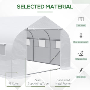 English Elm Outsunny Large Tunnel Walk-in Greenhouse Steel Frame with Mesh Ventilation Panels W2225P217787