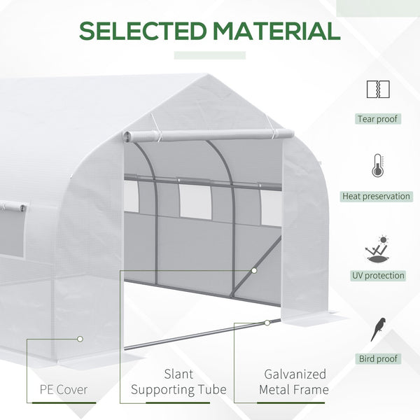 English Elm Outsunny Large Tunnel Walk-in Greenhouse Steel Frame with Mesh Ventilation Panels W2225P217787