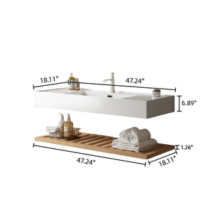 English Elm LEDE 48" Bathroom Vanity Wall-Mounted Floating with Integrated Acrylic Vessel Sink, Overflow & ShelfStorage W2615P210346