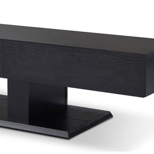English Elm Follian Black Finish TV Stand with 3 Drawers, Open Shelf, Ball-Bearing Glides for 50" TVs — Modern B2726P255763