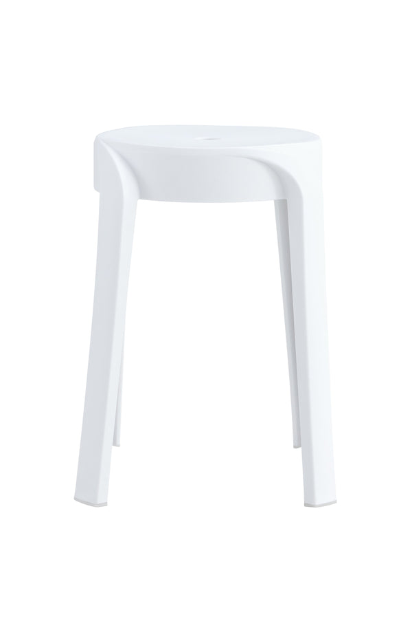 English Elm 6 Stackable Classroom Stools Set of Six Durable Plastic Nesting Seats 16.9" Height Anti-Slip Design, Indoor Outdoor Flexible Seating White W370P197236