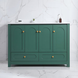 English Elm 48" Sage Bathroom Vanity with Ceramic Sink Mdf Cabinet Soft Close Doors Drawers Green W3133S00001