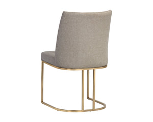 Sunpan Rayla Dining Chair Set - Elegant Cantilever Design with Antique Brass Frame for Modern Homes Belfast Oyster Shell