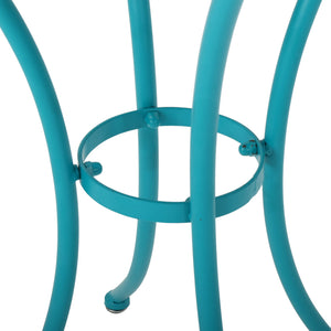 English Elm Christopher Knight Home® - COLMAR 3-Piece Metal Bistro Set for Patio — Weather-Resistant Iron Table & Stackable Armchairs, Slatted Design Teal 56558.00MCT