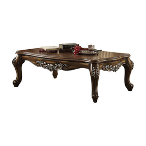 English Elm Antique Oak Coffee Table With Scalloped Top & Queen Anne Legs – Elegant Living Room Centerpiece B062P209096