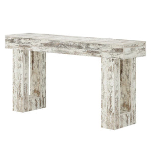 English Elm Practical Geometric Console Table with Matte Black Wood Grain Finish for Entryway or Sofa T3971P451603