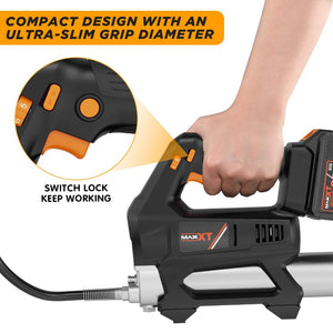 English Elm Heavy Duty Cordless Grease Gun 20v with 6 Speed Modes Led Light and 40 Inch Hose T3177P305047