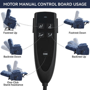 English Elm Lift Power Recliner Chenille Chair Dual Motor Massage Heat 350 Lb Capacity Living Room Blue W3224P288636