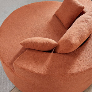 English Elm 55"l Teddy Fleece Round Chaise Chair Plush Foam Seating for Modern Living Rooms Orange W1669P368393