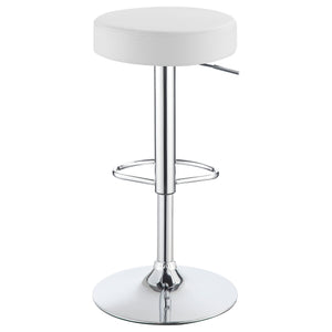 English Elm Ramses Adjustable Chrome Base White Backless Bar Stool — Sleek Leatherette Seat, Space-Saving Comfort B062P344918