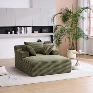 English Elm Oversized Corduroy Chaise Longue Sofa Bed — Modern Deep-Seat Sleeper with Armrests & Pillows for Compact Spaces Green W1752P264713