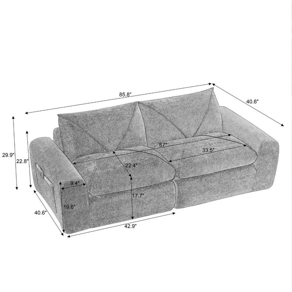 English Elm Modern Chenille Sectional Sofa with Foot Extension Low Profile Living Room Comfort Dark Gray W3396P463874