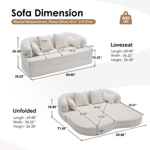 English Elm 2-in-1 Foldable Chenille Sleeper Sofa Compact Convertible Loveseat for Modern Living W2231P392100