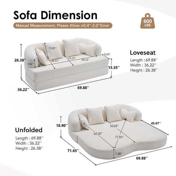 English Elm 2-in-1 Foldable Chenille Sleeper Sofa Compact Convertible Loveseat for Modern Living W2231P392100
