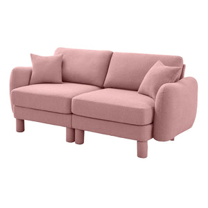 English Elm Boucle 2-Seater Loveseat Sofa With Chic Shell Armrests & Soft Pink Upholstery For Cozy Spaces W3041S00290