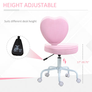 English Elm Homcom Pink Heart-Shaped Office Chair With Adjustable Height, 360° Swivel, And Comfort Design W2225P217494
