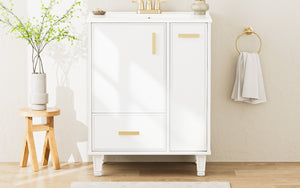 English Elm Christopher Knight Home® - 24" Bathroom Vanity with Ceramic Sink, Solid Wood Frame, Soft-Close Drawers & Ample Storage Appeal White N759P269734K
