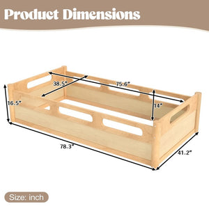 English Elm Twin Low Profile Floor Bed with Guardrails Pine Wood Frame Minimalist Bedroom Natural W1580P438791