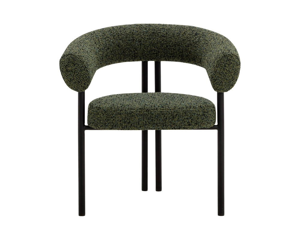 Sunpan ONIVA Dining Armchair – Modern Black Upholstered Comfort with Stylish Curves for Any Space 112264