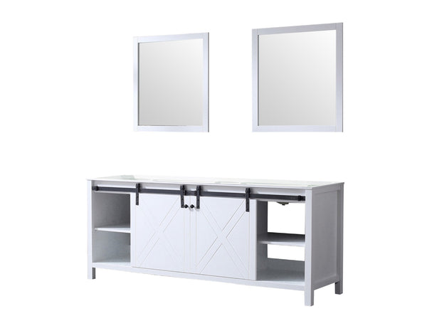 English Elm White Double Bath Vanity 80" With 2 Mirrors - Stylish Storage Solution For Modern Bathrooms B2731S00571-GIGA