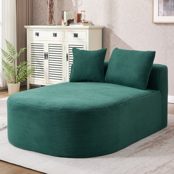 English Elm 67.5''chaise Lounge Oversized Corduroy Sleeper Sofa with Deep Seat and Two Pillows Green W1803P409163