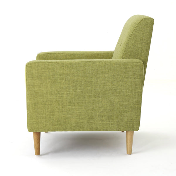 English Elm Christopher Knight Home® - CLUB Modern Fabric Club Chair with Plush Polyester Upholstery and Rubber Wood Legs for Living Room Comfort Green 31.5 L x 28.5 W x 18.75 H 61237.00MGRN