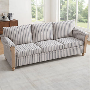 English Elm 3 Seater Pu Leather Sofa with Roll Arms Pocket Spring Support and Birch Legs W680P409288
