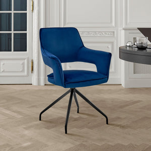 English Elm Devora Modern Velvet Dining Accent Chair with Durable Upholstery and Sturdy Wooden Four-Leg Base Blue B2736P354282