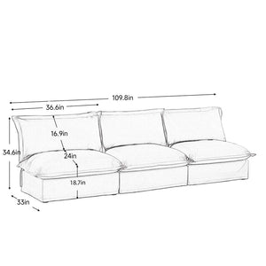 English Elm Modern Chenille Modular Sofa Deep Seat High Back Armless Sectional for Living Room Orange W3041S00133