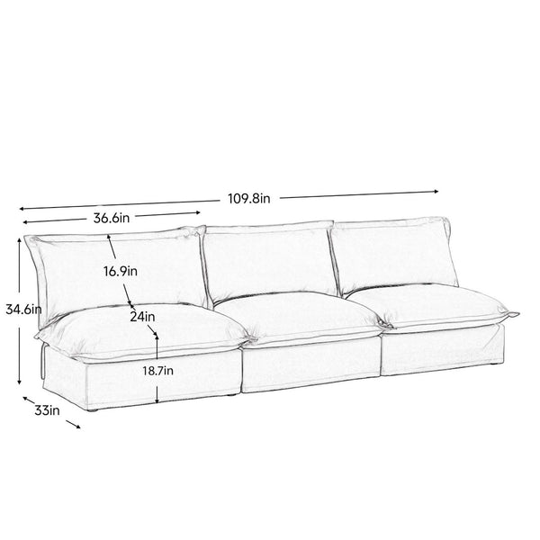English Elm Modern Chenille Modular Sofa Deep Seat High Back Armless Sectional for Living Room Orange W3041S00133