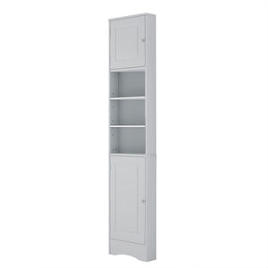 English Elm Multi-Functional Corner Cabinet Tall Trapezoid Bathroom Storage with Adjustable Shelves, Doors, Anti-Dump Device Grey WF530911AAE