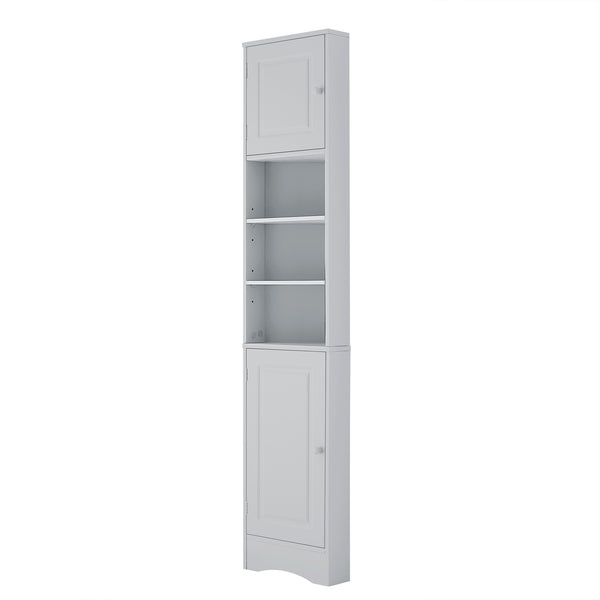 English Elm Multi-Functional Corner Cabinet Tall Trapezoid Bathroom Storage with Adjustable Shelves, Doors, Anti-Dump Device Grey WF530911AAE