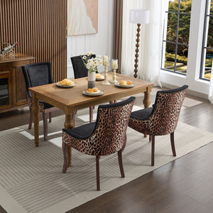English Elm A&A Luxe Velvet Swivel Barstool with Gold-Plated 17.7" Base, Tufted Back, Ergonomic Waist Support Leopard W1143P209903