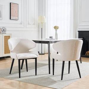 English Elm Modern Shell Back Upholstered Dining Chairs Set of 2 Scandinavian Fabric Seat N772P429023B