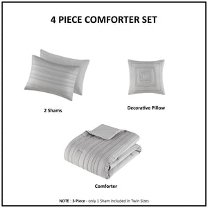 English Elm 3 Pcs Elegant Twin/Twin Xl Gray Clip Jacquard Comforter Set With Decorative Throw Pillow, Cozy & Stylish B035P319862