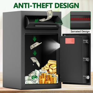 English Elm Depository Heavy-Duty Drop Safe with Digital Lock, Anti-Fishing Slot, Steel Boltable Security Box W396P195560