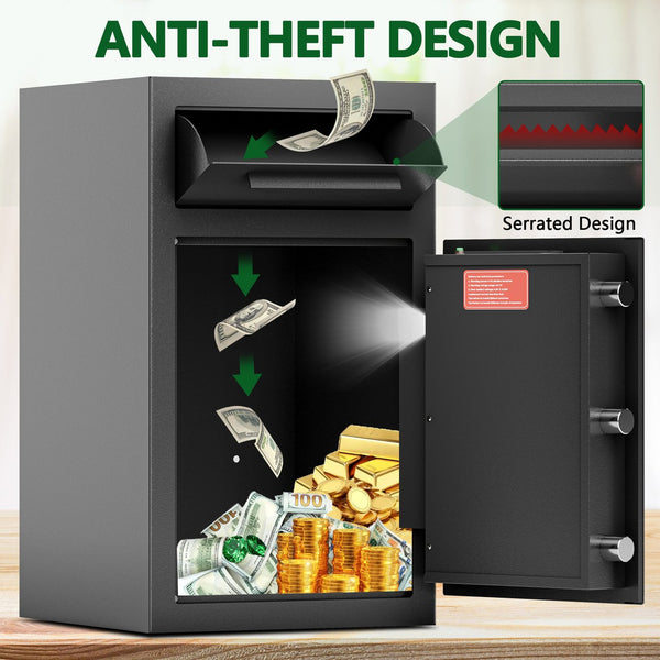 English Elm Depository Heavy-Duty Drop Safe with Digital Lock, Anti-Fishing Slot, Steel Boltable Security Box W396P195560