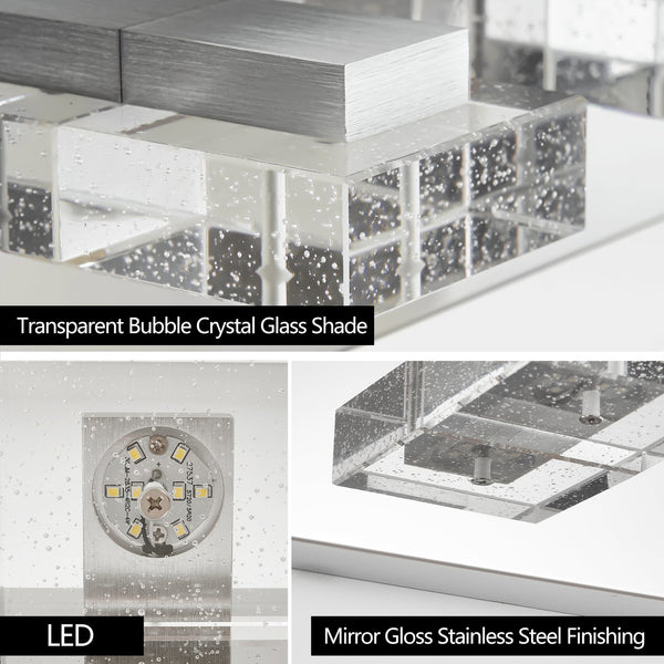 English Elm 38" Modern 6-Light LED Vanity Light with Square Acrylic Shades, Moisture-Proof Wall Fixture for Bathroom Mirror Chrome W2312P374928