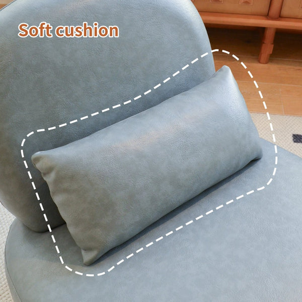 English Elm Cute Faux Leather Armless Accent Chair Solid Wood Legs Cushioned Seat Modern Blue W2105P440973